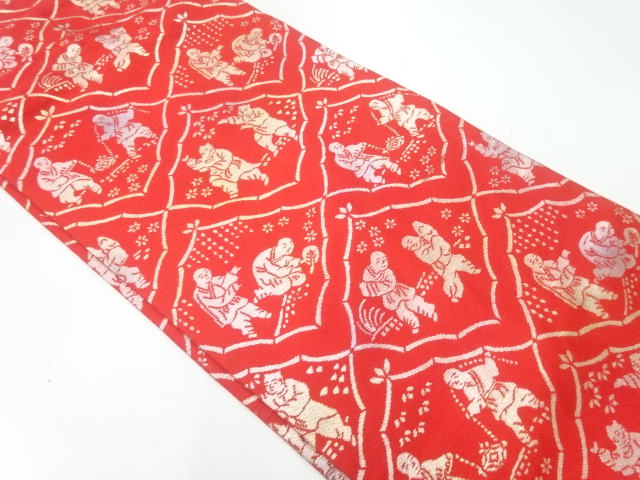 アンティーク　龍村美術織物製　古代中国人物模様織出し名古屋帯（着用可）